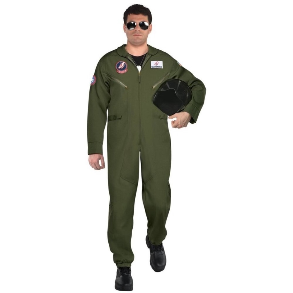 Top Gun Maverick Flight Suit Costume - Green XXL